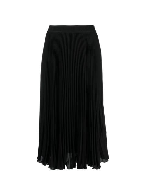 fully-pleated logo-waistband midi skirt