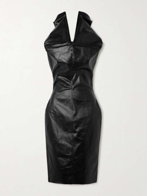 Rick Owens Draped coated-denim midi dress Black