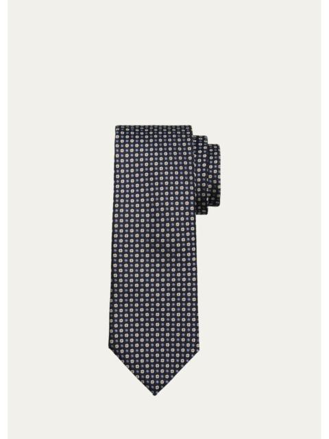 ZEGNA Men's Micro-Floral Geometric Silk Tie