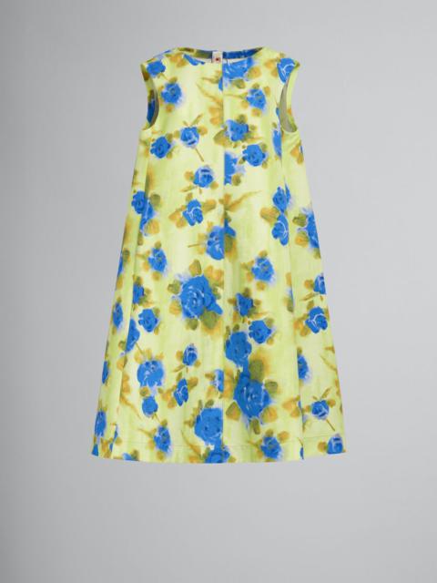 YELLOW CADY COCOON DRESS WITH IDYLL PRINT