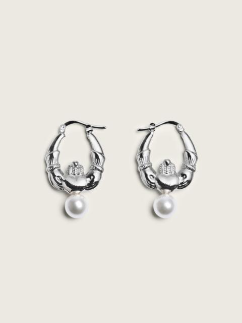 Simone Rocha Claddagh & Pearl Hoop Earrings