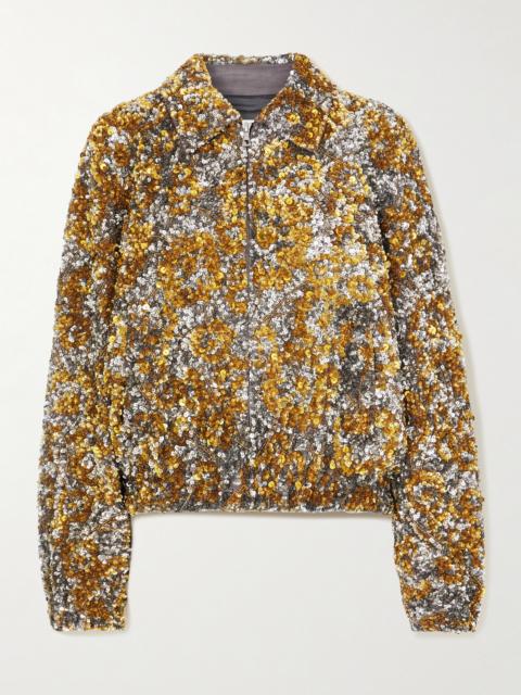 Dries Van Noten Embellished Satin Bomber Jacket