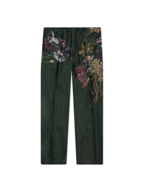 GREEN PLEAT-FRONT TROUSERS WITH FLORAL PATTERN 7092 M.W. - BOT