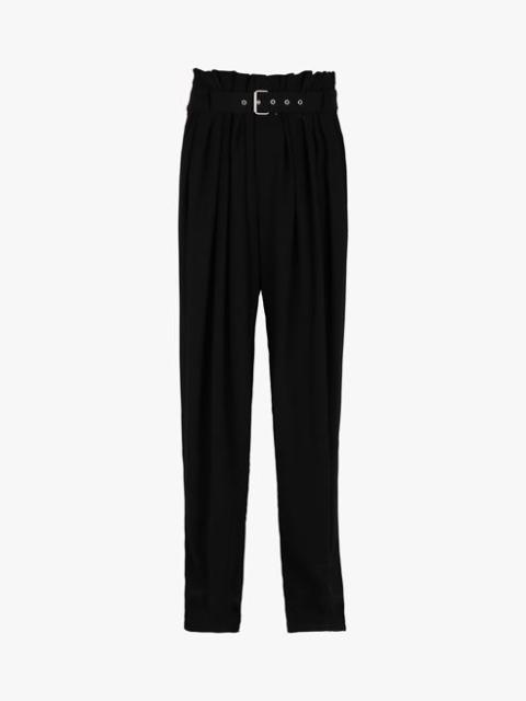 Balmain High-waisted black pleated crepe harem cut pants
