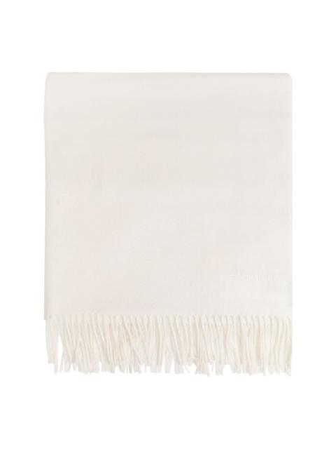 embroidered-logo cashmere scarf