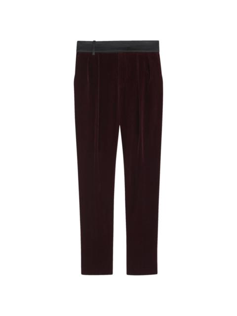 velvet-effect slim-cut trousers