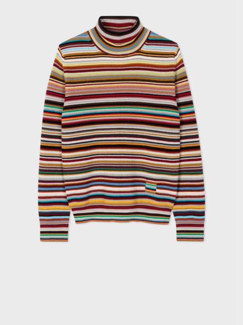 'Signature Stripe' Roll Neck Sweater