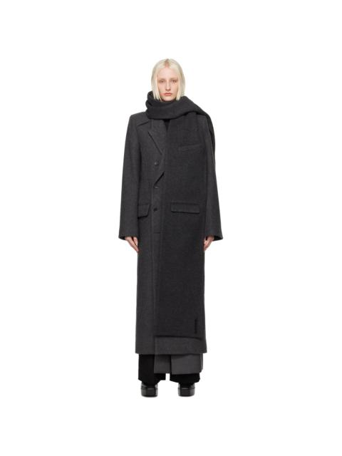 Gray Double Breasted Collarbone Coat