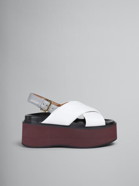 Marni WHITE AND GREY LEATHER WEDGE