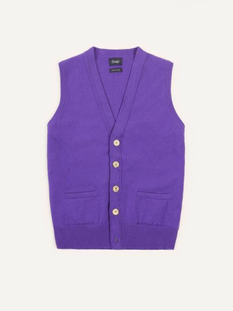 Drake's Purple Lambswool Sleeveless Cardigan