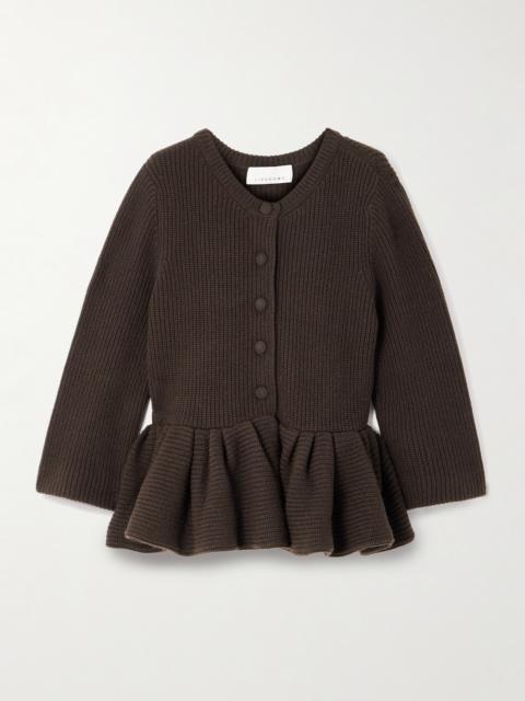 LIBEROWE Ruffled Cashmere Peplum Cardigan