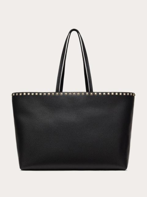 Valentino Large grain calfskin leather Rockstud shopping bag