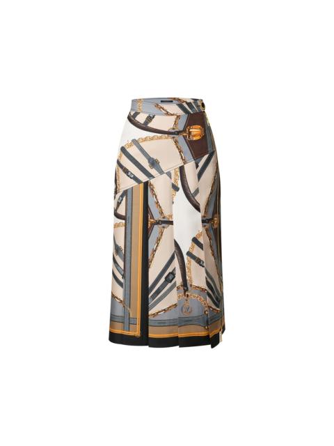 Louis Vuitton Scarf Print Asymmetrical Midi Skirt