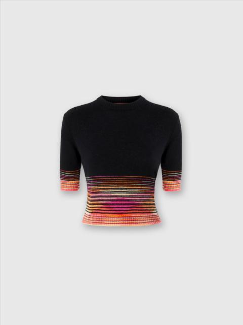Missoni Short-sleeved flared cashmere crewneck crop top