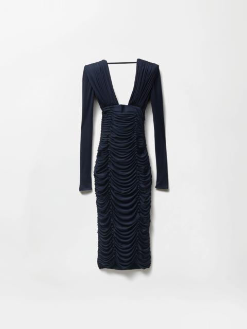 VERSACE Draped Silk Crêpe Jersey Midi Dress