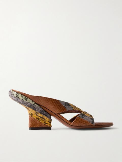 Dries Van Noten Snake-effect Leather Sandals