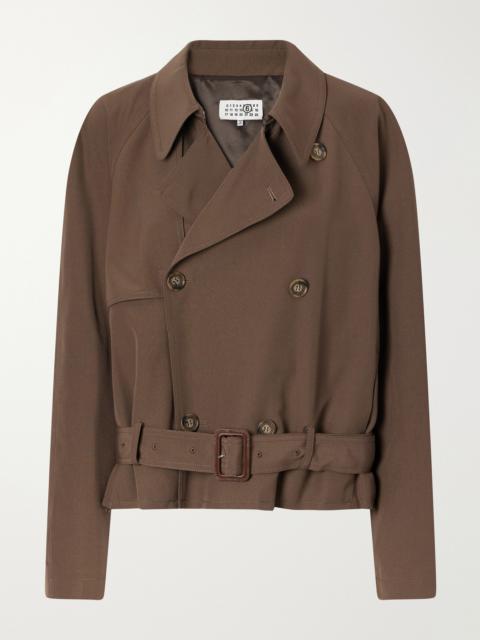 MM6 Maison Margiela Belted Distressed Gabardine Jacket