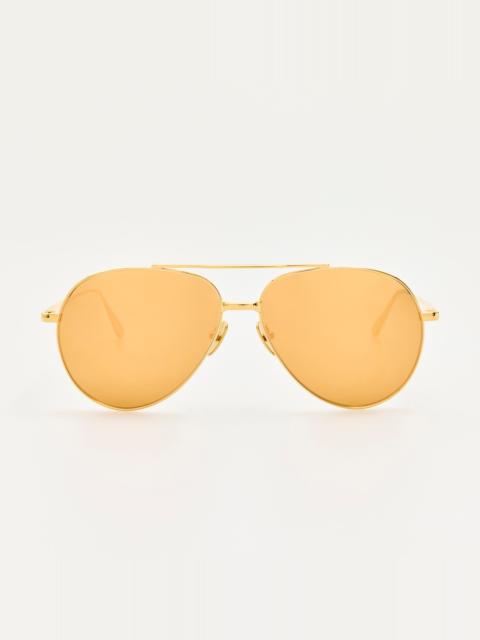 LINDA FARROW Marcelo Sunglasses in 24K Gold