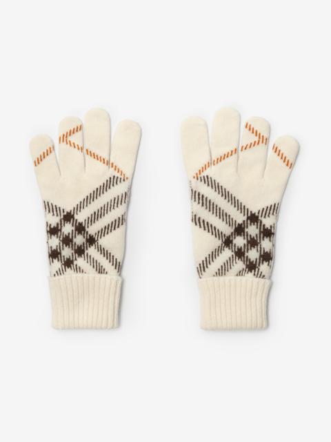 Burberry Check Cashmere Blend Gloves