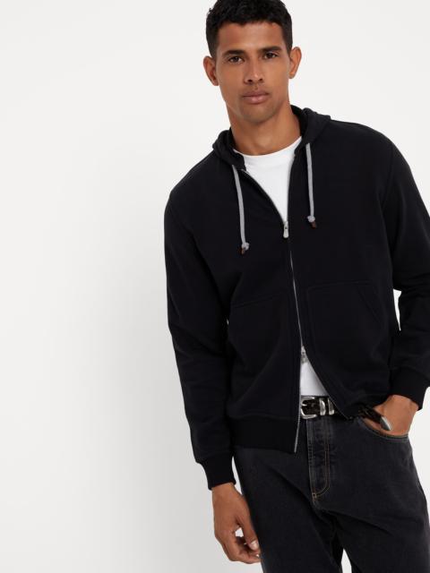 Cotton French terry hooded sweatshirt with zipper