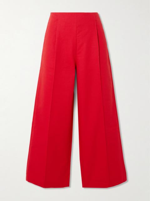 DESTREE Martha Pleated Cotton Wide-leg Pants