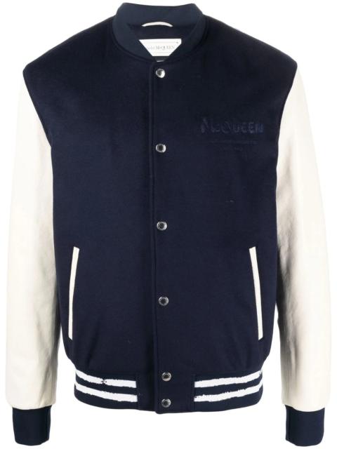 Alexander McQueen embroidered logo varsity jacket