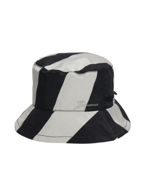 JACQUEMUS Men's Le Bob Baluchon Nylon Bucket Hat - Print Stripes Off White