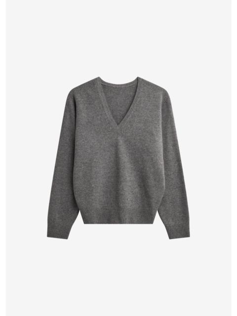 The Frankie Shop Ronse V-Neck Superfine Lambswool Sweater - Grey