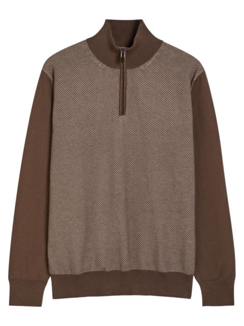Canali Canali Textured Half-zip Cotton Jumper