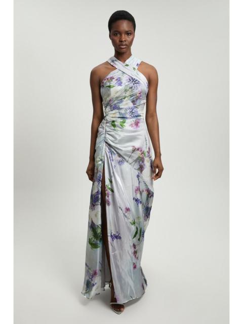 KAREN MILLEN Printed Metallic Floral Woven Maxi Dress
