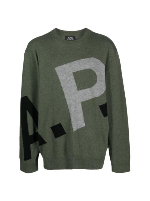 A.P.C. logo-intarsia merino-wool sweatshirt