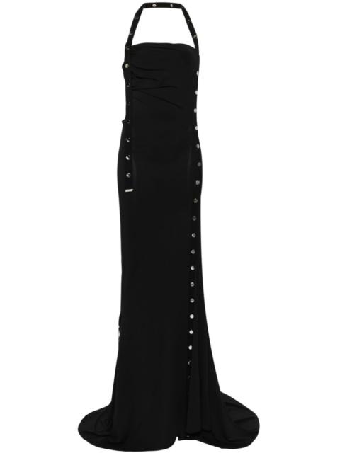 halterneck open-back maxi dress