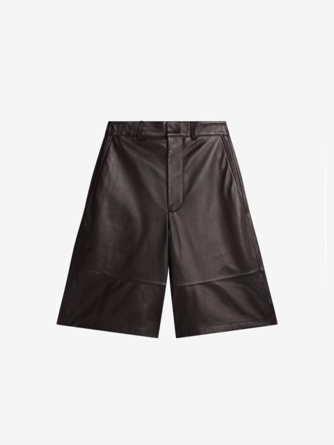 The Frankie Shop Olivia Leather Bermuda Shorts - Dark Brown