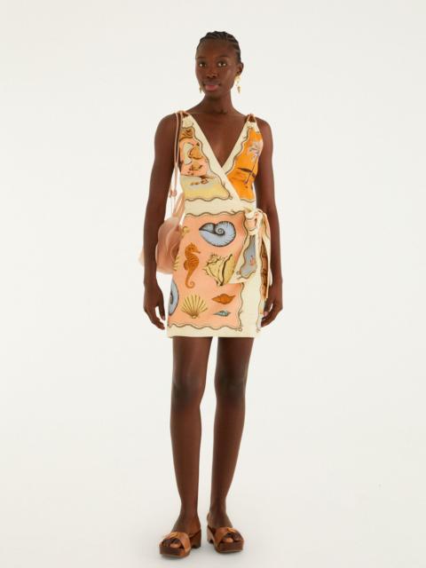 FARM RIO Multicolor Rio Souvenir Scarves Rope Straps Mini Dress