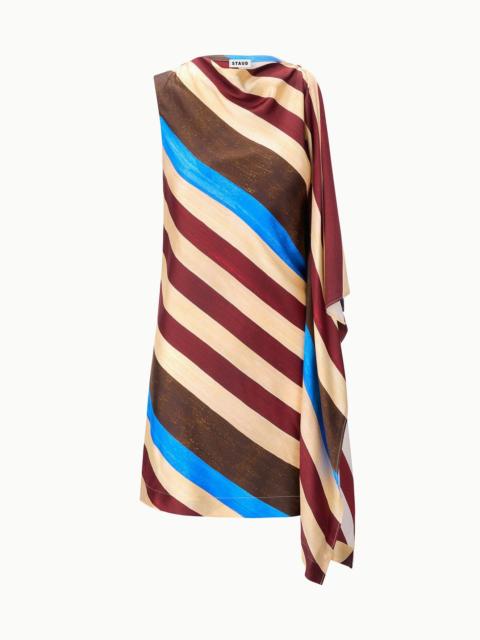 STAUD STAUD SABINA SILK DRESS CAFFE STRIPE