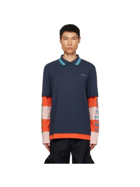 BOTTER Navy & Pink Striped Polo