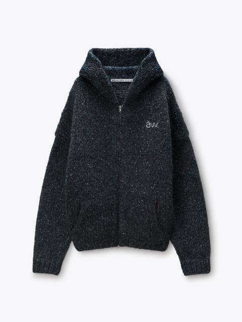 Alexander Wang Black Oversized Hoodie with Hand-Crochet Logo