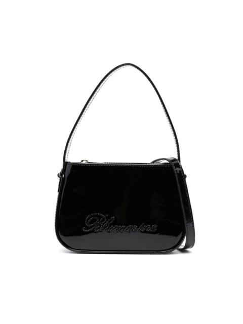 patent-finish rhinestone tote bag