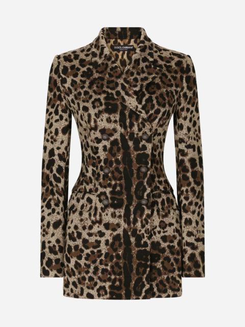 Dolce & Gabbana Double-breasted wool Turlington jacket with jacquard leopard design