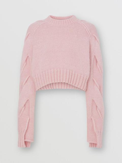 Burberry Cable Knit Cashmere Blend Cropped Sweater