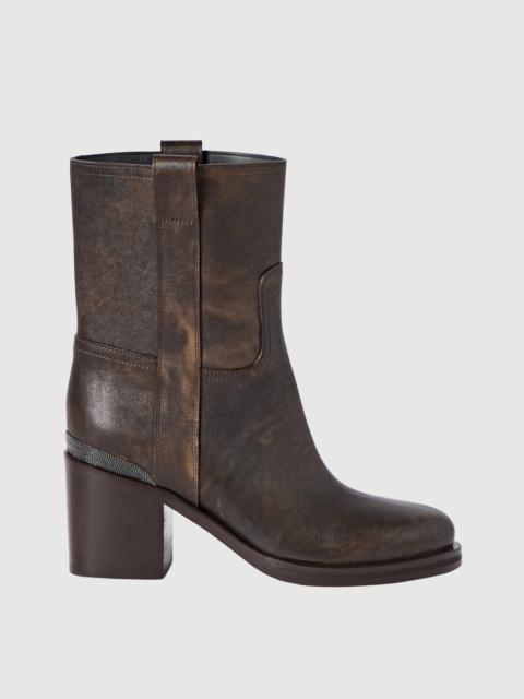 Brunello Cucinelli Vintage leather ankle boots with precious detail