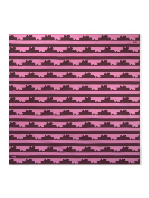 TOUS Burgundy and pink silk Scarf TOUS Bear Stripes