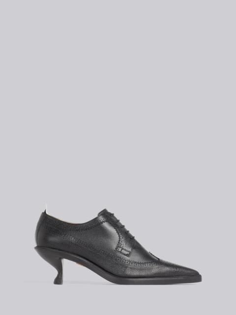 Thom Browne Black Pebble Grain Leather 50mm Curved Heel Longwing Brogue