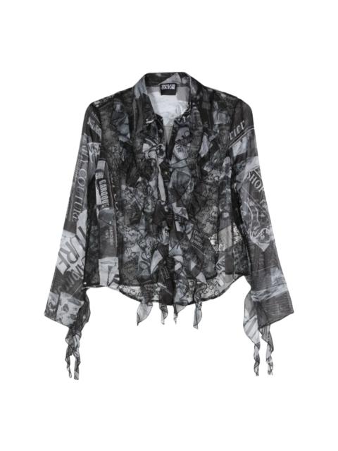 Magazine-print sheer shirt