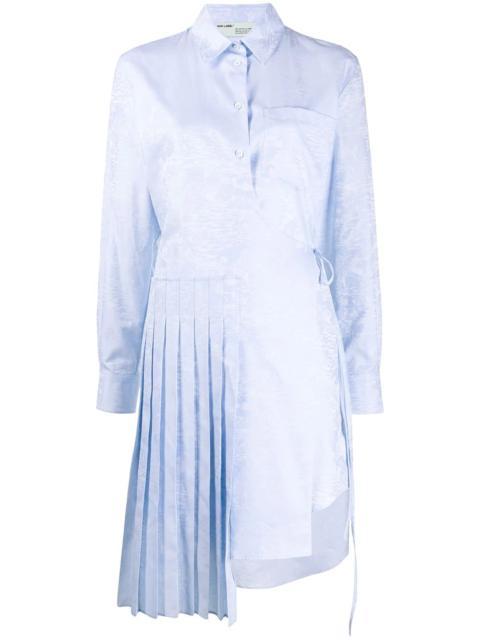 Off-White wave print asymmetrical pleated dress