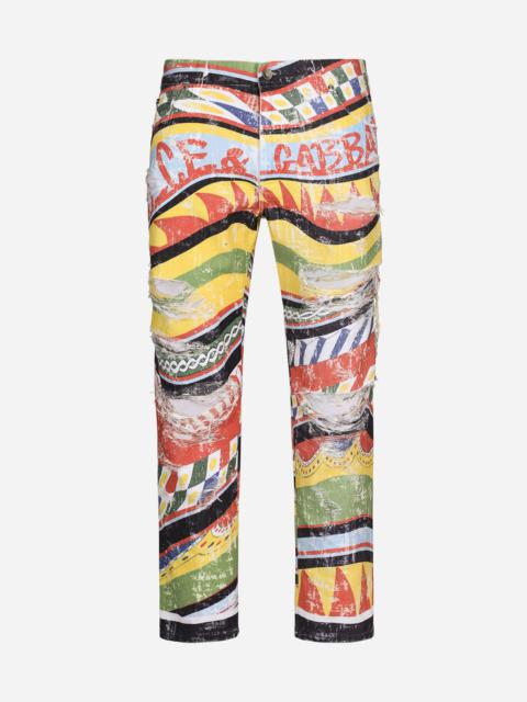 Dolce & Gabbana Loose overdyed jeans with carretto print