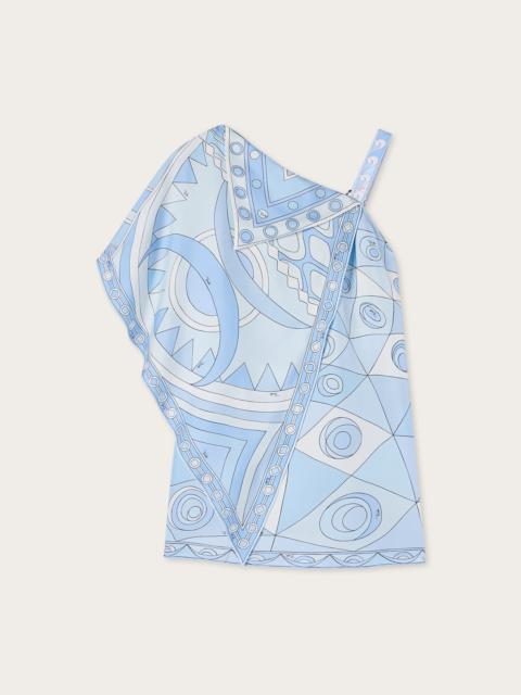 PUCCI OCCHI AND VIVARA PRINT ASYMMETRICAL SILK DRESS