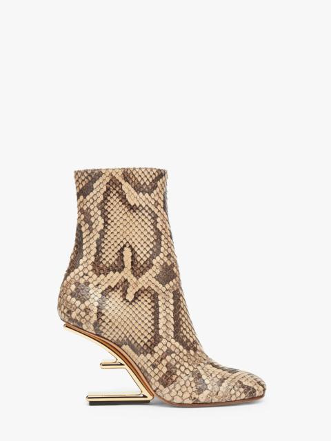 FENDI Beige python leather high-heeled boots