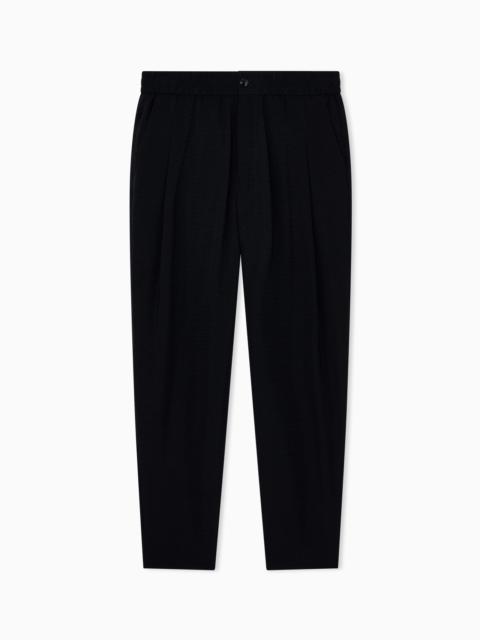 GIORGIO ARMANI TROUSERS REGULAR FIT IN MICRO JACQUARD CHEVRON CUPRO