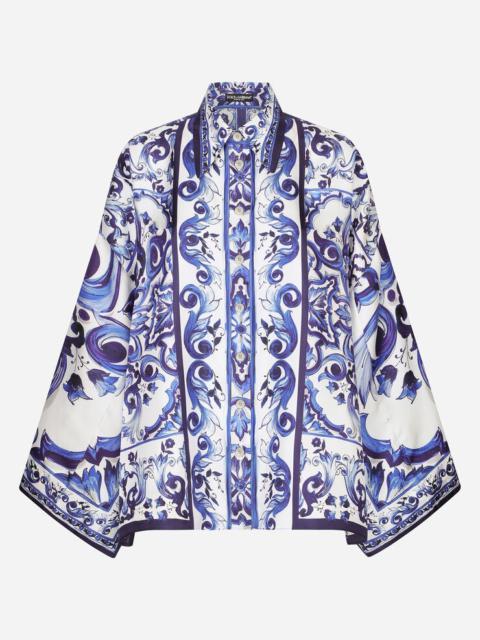 Dolce & Gabbana Majolica-print twill shirt with slits